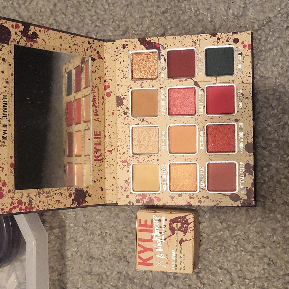 Kylie nightmare on elm Street eyeshadow palette and jelly lip or cheek stain